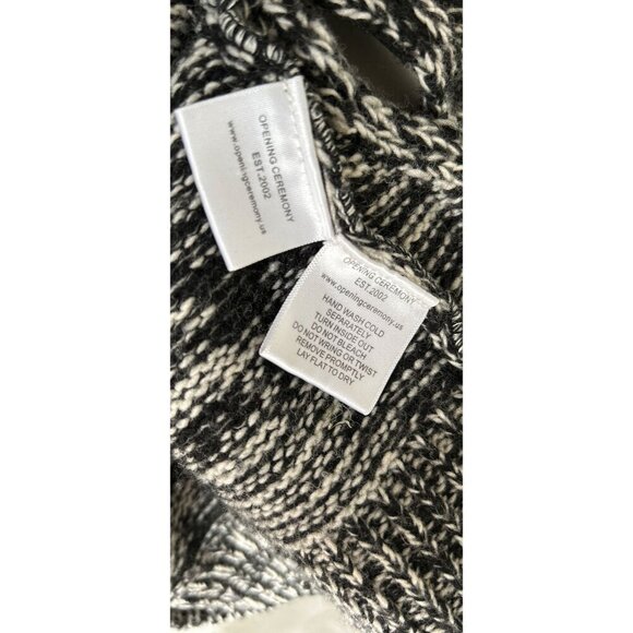 OPENING CEREMONY BLACK KNIT CUT OUT DIAMONDS JUMPER SWEATER WOOL BLEND M - Picture 8 of 9